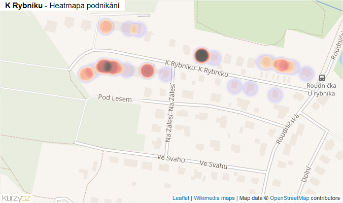Mapa K Rybníku - Firmy v ulici.