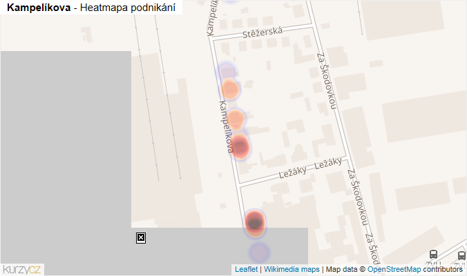 Mapa Kampelíkova - Firmy v ulici.