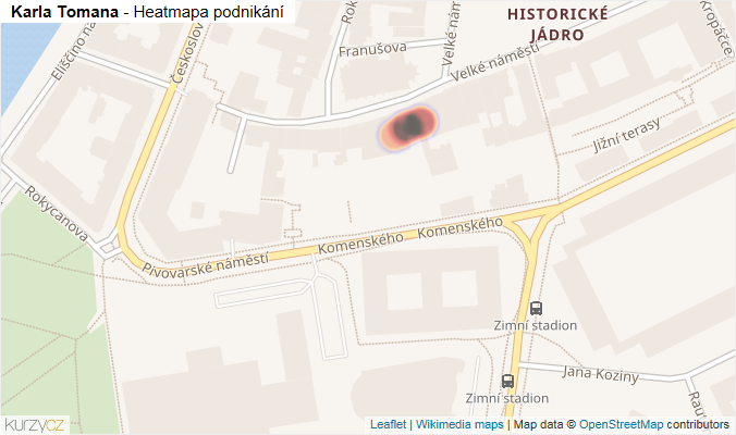 Mapa Karla Tomana - Firmy v ulici.