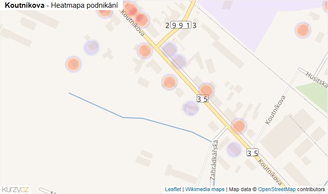 Mapa Koutníkova - Firmy v ulici.