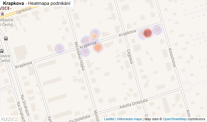 Mapa Krapkova - Firmy v ulici.
