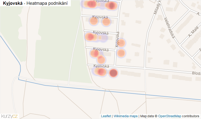 Mapa Kyjovská - Firmy v ulici.