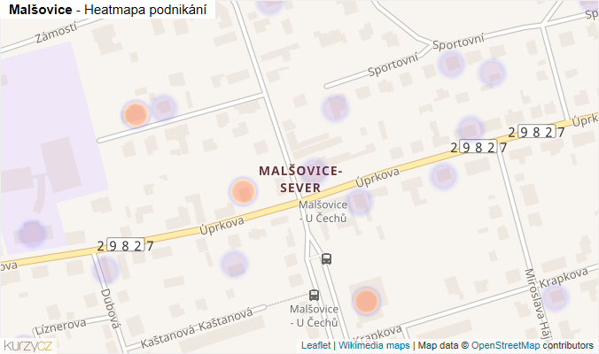 Mapa Malšovice - Firmy v části obce.