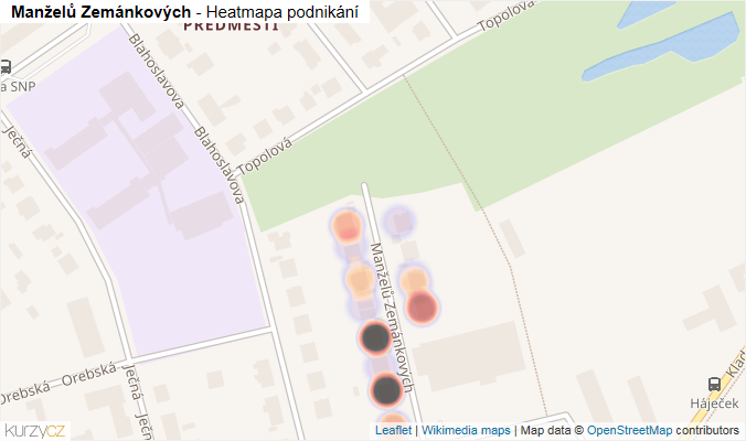 Mapa Manželů Zemánkových - Firmy v ulici.