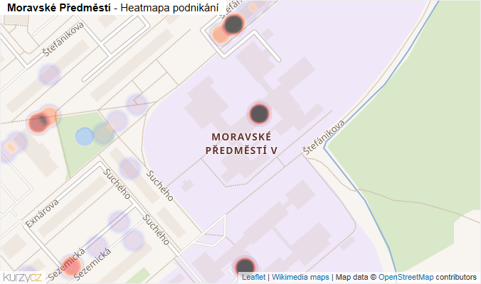 Mapa Moravské Předměstí - Firmy v části obce.