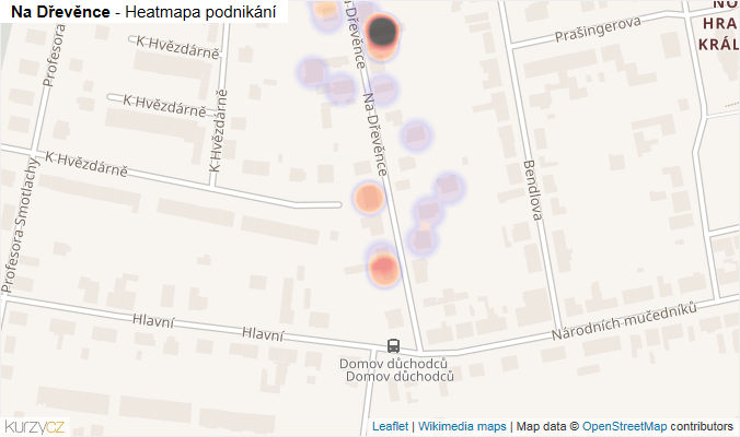 Mapa Na Dřevěnce - Firmy v ulici.