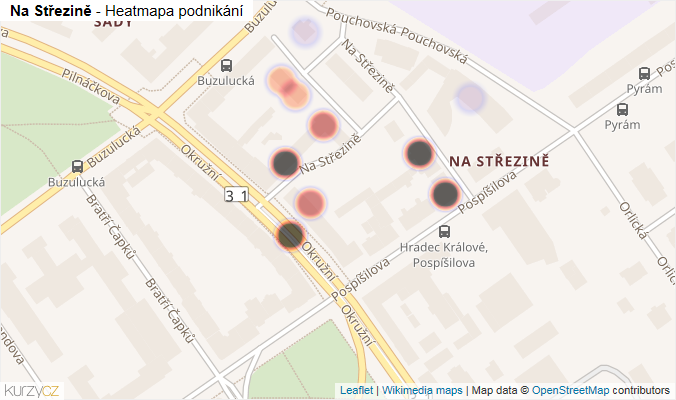 Mapa Na Střezině - Firmy v ulici.