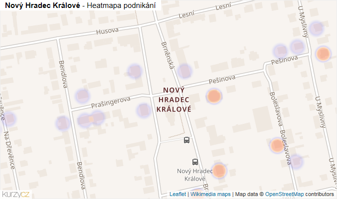 Mapa Nový Hradec Králové - Firmy v části obce.