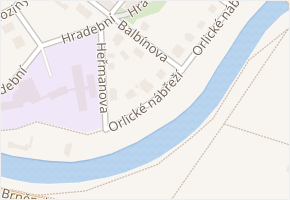 Orlické nábřeží v obci Hradec Králové - mapa ulice