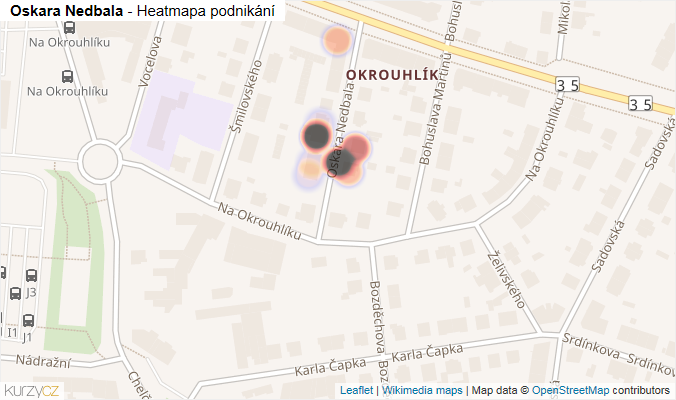 Mapa Oskara Nedbala - Firmy v ulici.