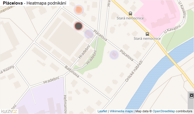 Mapa Plácelova - Firmy v ulici.