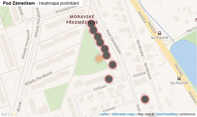 Mapa Pod Zámečkem - Firmy v ulici.