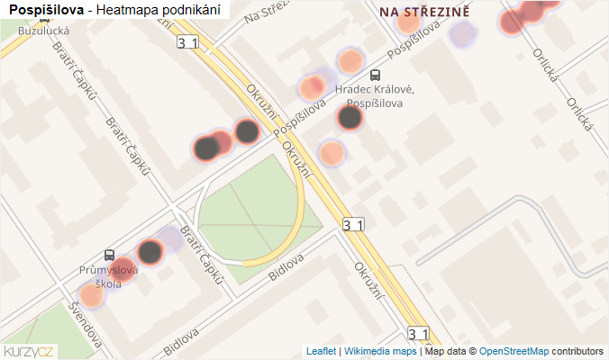 Mapa Pospíšilova - Firmy v ulici.