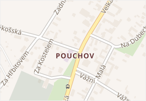 Pouchov v obci Hradec Králové - mapa části obce
