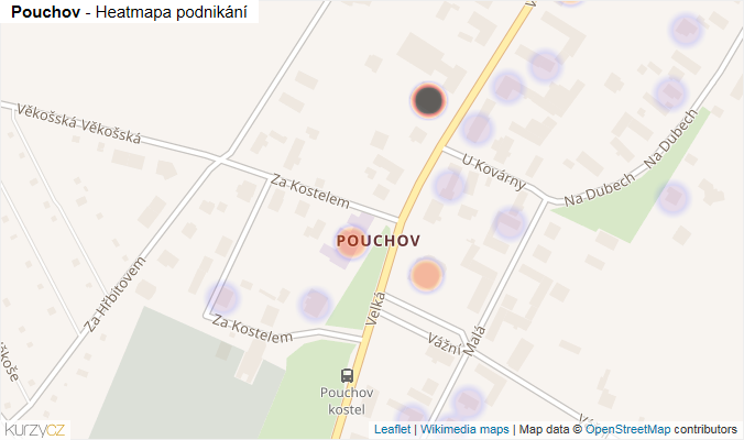 Mapa Pouchov - Firmy v části obce.