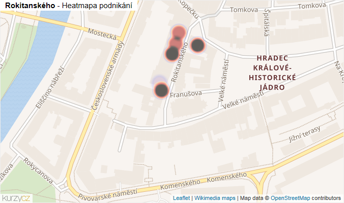 Mapa Rokitanského - Firmy v ulici.