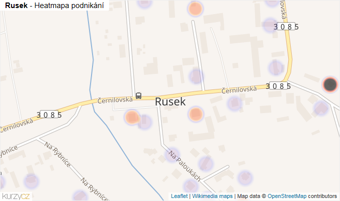 Mapa Rusek - Firmy v části obce.