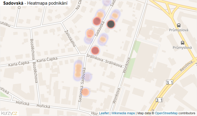 Mapa Sadovská - Firmy v ulici.