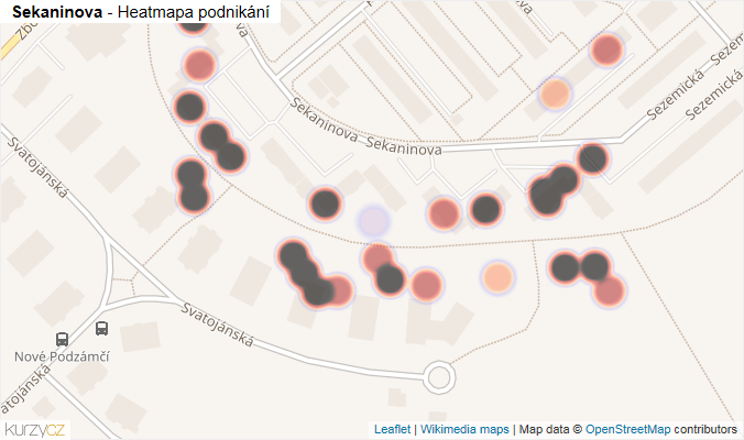 Mapa Sekaninova - Firmy v ulici.