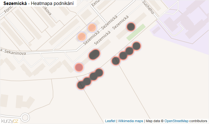 Mapa Sezemická - Firmy v ulici.