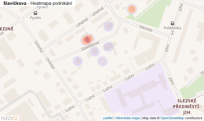 Mapa Slavíčkova - Firmy v ulici.