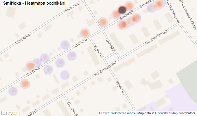 Mapa Smiřická - Firmy v ulici.