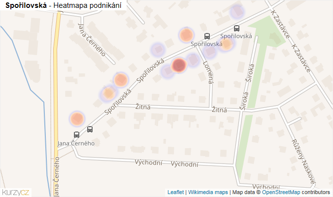 Mapa Spořilovská - Firmy v ulici.