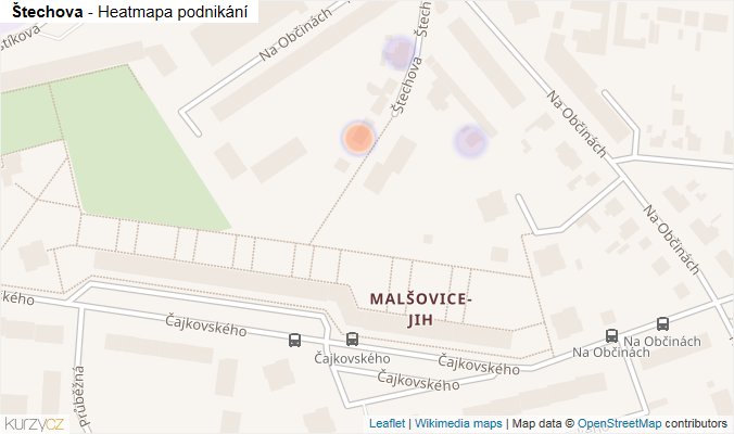 Mapa Štechova - Firmy v ulici.