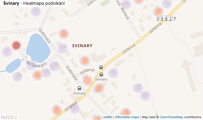 Mapa Svinary - Firmy v části obce.