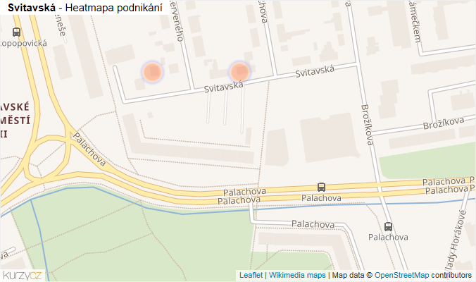 Mapa Svitavská - Firmy v ulici.