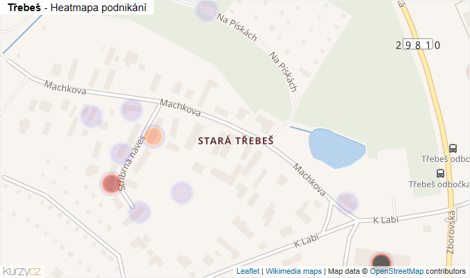 Mapa Třebeš - Firmy v části obce.