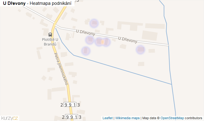 Mapa U Dřevony - Firmy v ulici.