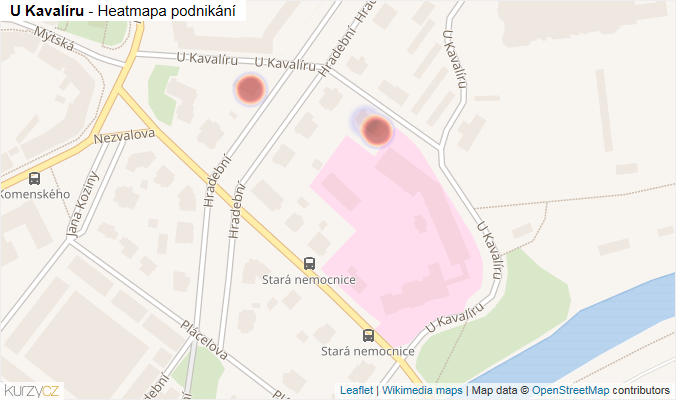 Mapa U Kavalíru - Firmy v ulici.