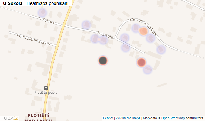 Mapa U Sokola - Firmy v ulici.
