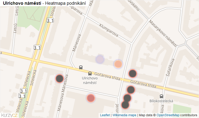 Mapa Ulrichovo náměstí - Firmy v ulici.
