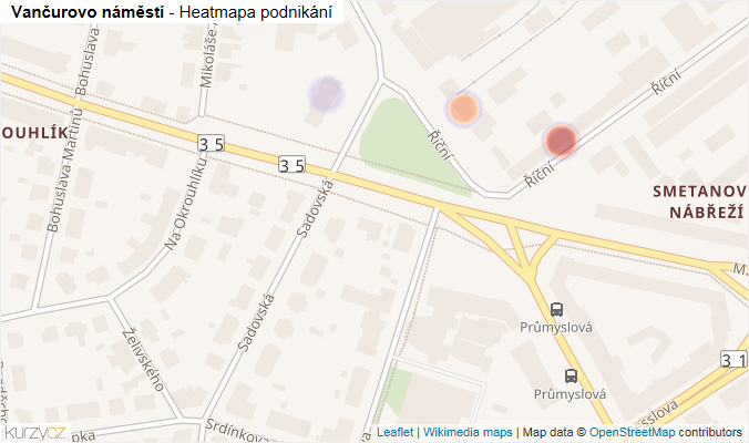 Mapa Vančurovo náměstí - Firmy v ulici.