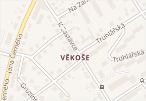 Věkoše v obci Hradec Králové - mapa části obce