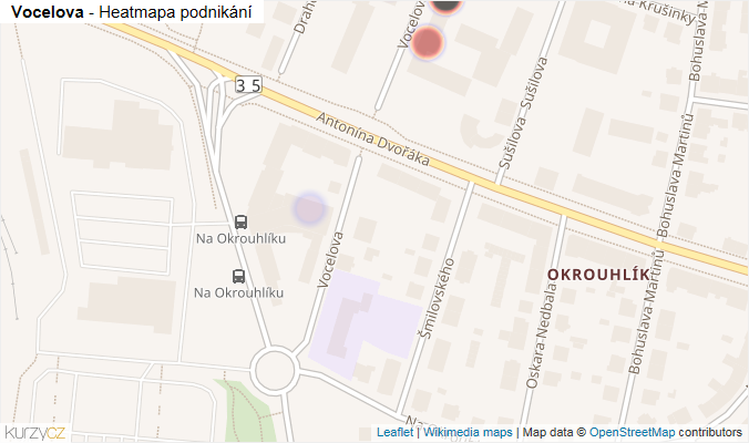 Mapa Vocelova - Firmy v ulici.