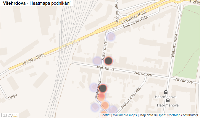 Mapa Všehrdova - Firmy v ulici.