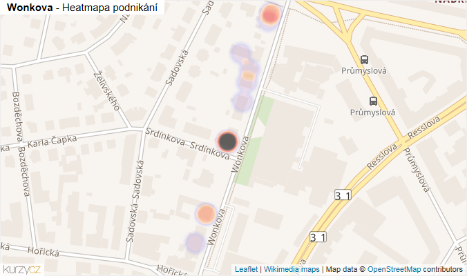 Mapa Wonkova - Firmy v ulici.