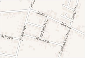 Zelená v obci Hradec Králové - mapa ulice
