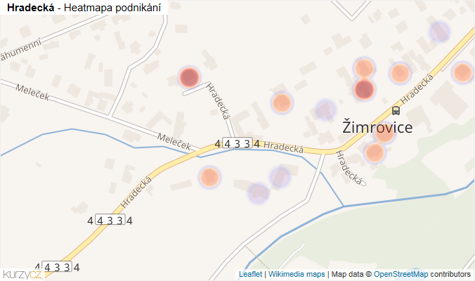 Mapa Hradecká - Firmy v ulici.