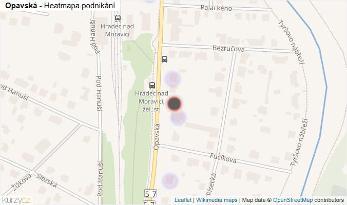 Mapa Opavská - Firmy v ulici.