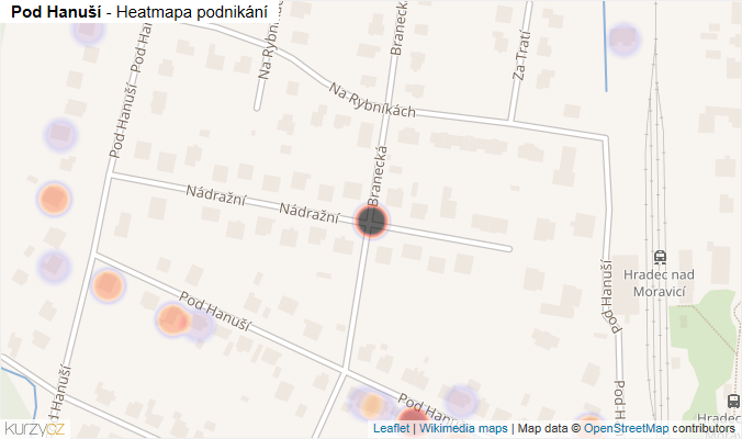 Mapa Pod Hanuší - Firmy v ulici.