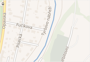 Tyršovo nábřeží v obci Hradec nad Moravicí - mapa ulice