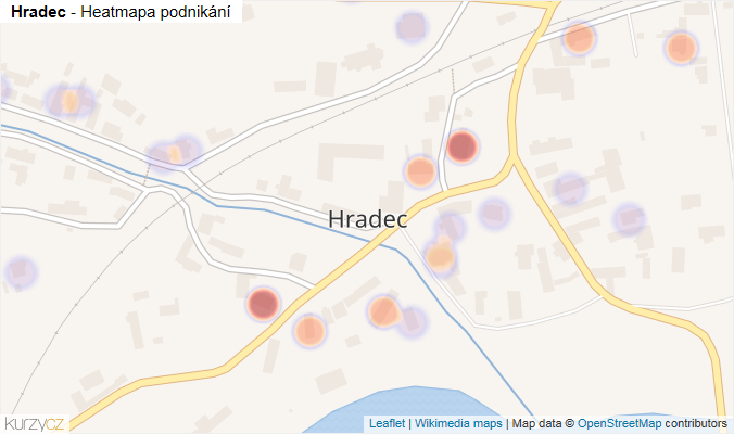 Mapa Hradec - Firmy v části obce.