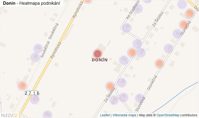 Mapa Donín - Firmy v části obce.
