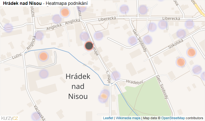 Mapa Hrádek nad Nisou - Firmy v části obce.