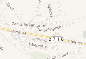 Na příkopech v obci Hrádek nad Nisou - mapa ulice