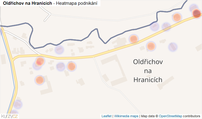 Mapa Oldřichov na Hranicích - Firmy v části obce.